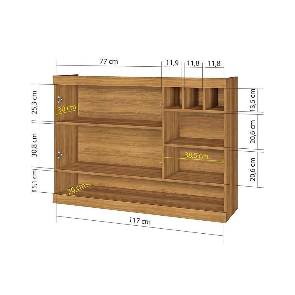 Armário Aéreo p/ Cozinha Burguesa 2 Portas c/ Adega 120cm Freijó/Branco - Nesher - 4