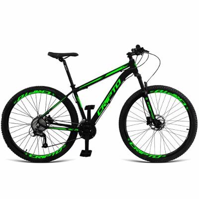 Bicicleta Aro 29 Acera Freio Hidraulico Trava K7 Preto Verde Alumínio 24 Marchas Cripto Bikes