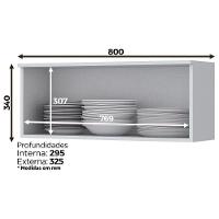 Armário Aéreo p/ Cozinha  Americana 1 Porta Basculante 80cm Cinza - Henn - 2