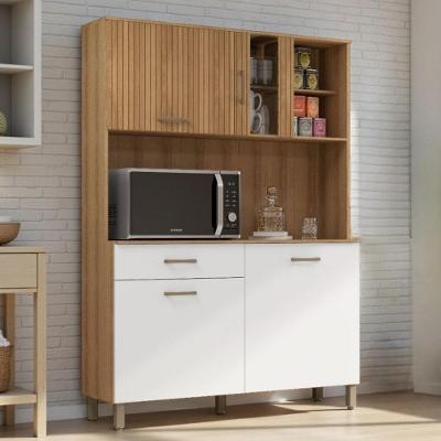 Armário de Cozinha Nicho 4 Portas 1 Gaveta Ripado MDP 120cm Branco