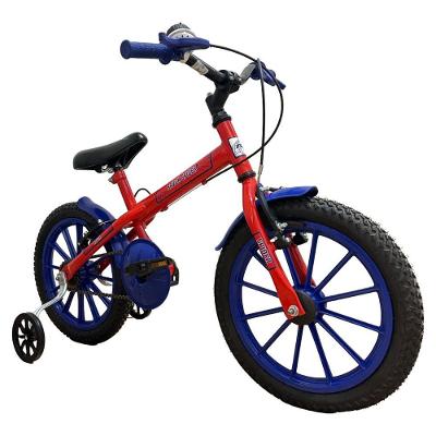 Bicicleta Infantil Aro 16 Spider Azul com Rodinhas Freio V-Brake Ravok
