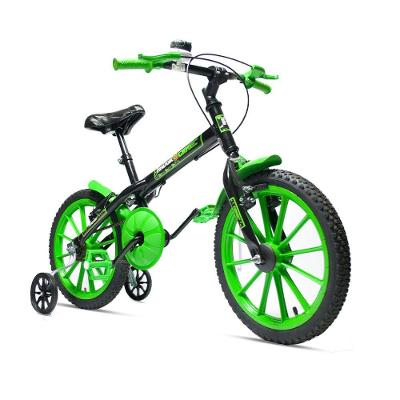 Bicicleta Infantil Aro 16 com Rodinhas Verde Freio V-Brake Ravok