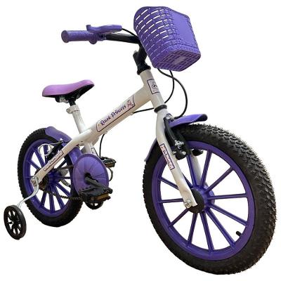 Bicicleta Infantil Aro 16 com Rodinhas Freio V-Brake Roxo Ravok
