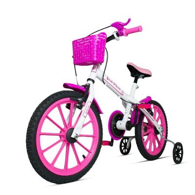 Bicicleta Infantil Aro 16 com Rodinhas Freio V-Brake Rosa Ravok