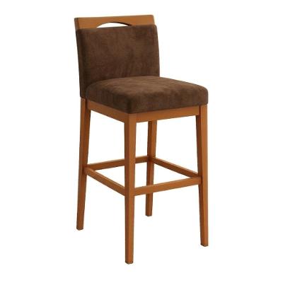 Banqueta Alta Cozinha Gourmet Assento Suede com Encosto Marrom Online Confort