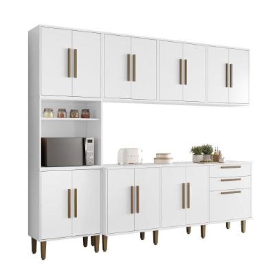 Cozinha Modulada Lorena 15 Portas 242,5cm Branco Kaiki Móveis