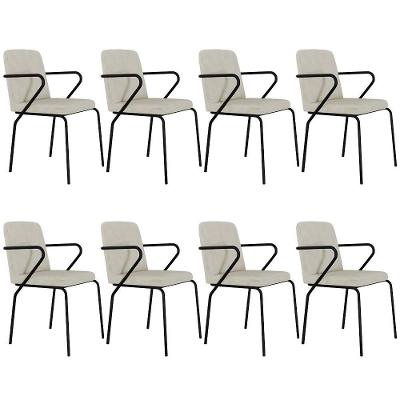 Kit 8 Cadeiras Loft Preto C01 para Sala de Jantar Bouclê Vanilla Lyam Decor