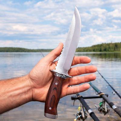 Faca Multiuso Faca de Trilha para Pesca Caça Camping Selva Churrasco com Bainha Prata