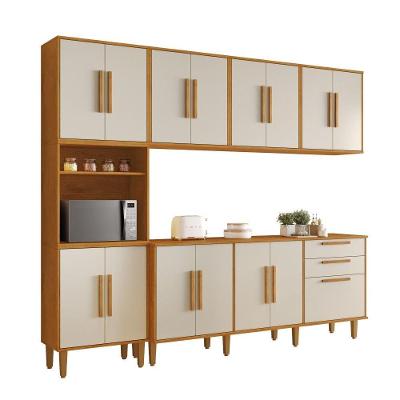 Cozinha Modulada com Torre Quente Lorena 15 Portas Nature-off Kaiki Móveis