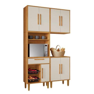 Cozinha Modulada Lorena 7 Portas com Fruteira Nature-off White Kaiki Móveis