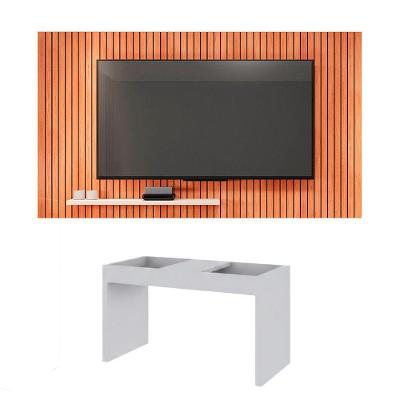 Conjunto Sala de Estar Sun Mesa Book para Tv 70" 180cm Freijo Off White Caemmun Móveis