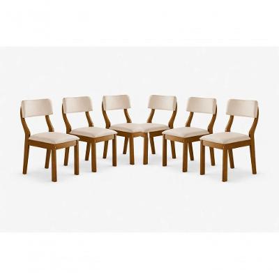 Kit 6 Cadeiras para Sala de Jantar Sparta Estofada MDF Domus Parati