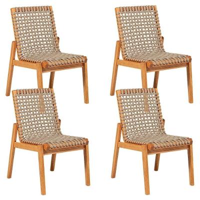 Kit 4 Cadeiras para Sala de Jantar Trammare C07 Madeira Marrom Lyam Decor