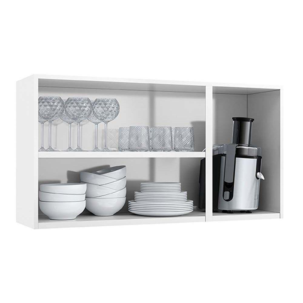 Armário Aéreo Cozinha Modulado  Star New 3 Portas c/Vidro Branco/Preto - Telasul - 4