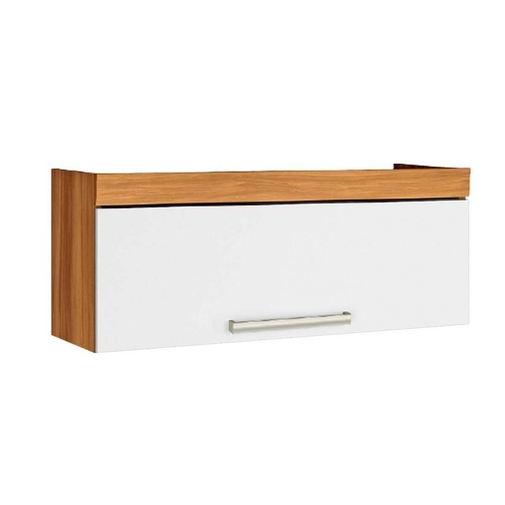 Armário Aéreo p/ Cozinha Burguesa c/ 1 Porta Basculante 80cm Freijó/Branco - Nesher - 1