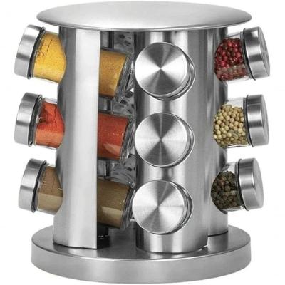 Porta Temperos Giratorio Inox com 12 Potes de Vidro Organizador de Cozinha Prata Genérico
