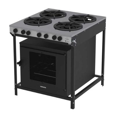 Fogão a Gás Industrial Gourmet 4 Bocas Piso GLP Venax FFI 430-2 Mesa Inox com Forno 100L