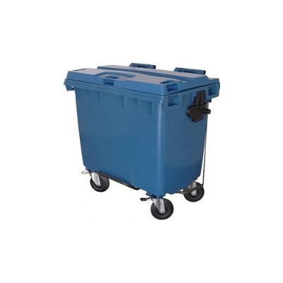 Contêiner Contentor Lixeira Plástico 660L com Pedal Preto JSN para Coleta de Resíduos