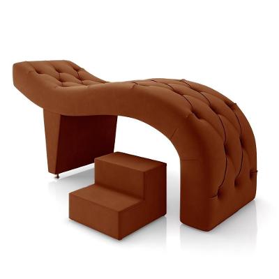 Maca de Estética Fixa G83 para Massagem e Cílios com Escada Veludo Terracota Gran Belo