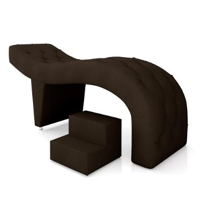 Maca de Estética Fixa G83 para Massagem e Cílios com Escada Pu Marrom Gran Belo