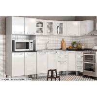 Armário Aéreo p/ Cozinha Evidence 7009 3 Portas c/ Vidro 120cm Branco - Bertolini - 2