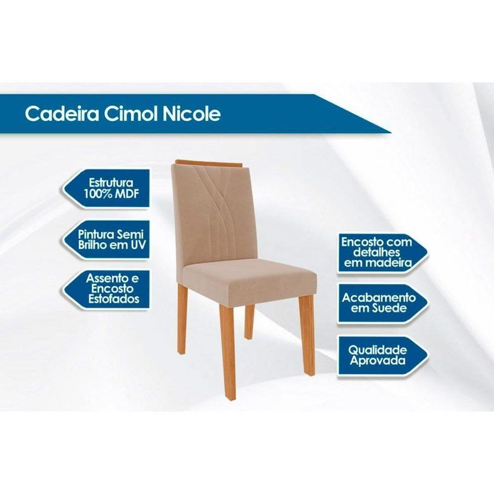 Cadeira Sala de Jantar Nicole Kit 2 Un Nature/Suede Joli - Cimol - 6