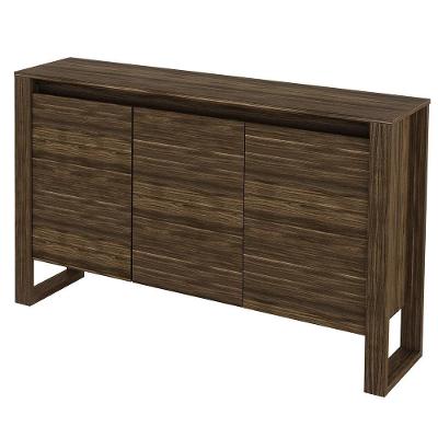 Balcão para Escritório ME4147 Nogal G69 3 Portas 2 Prateleiras MDP 84cm Marrom Gran Belo