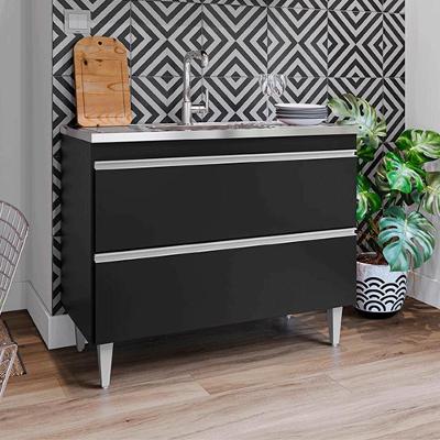 Balcão de Cozinha Wollo G96 2 Portas Mdf-mdp Preto Gran Belo