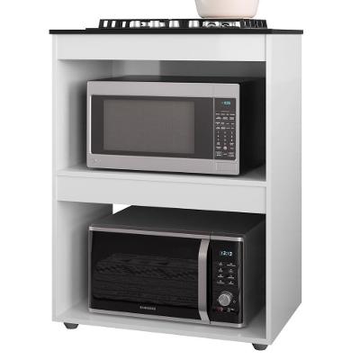 Balcão para Cooktop Adriana em MDP 75cm Branco com Nichos para Forno Realj Móveis