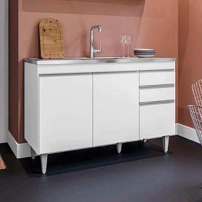 Balcão de Cozinha para Pia Pursat G96 2 Gavetas Mdf-mdp 81cm X 49,5cm Branco Gran Belo