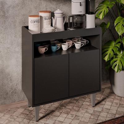 Balcão Cantinho do Café Chico G96 2 Portas MDF-MDP Preto para Área Gourmet Gran Belo