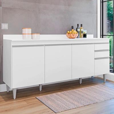 Balcão de Cozinha com Tampo Apex G96 4 Portas 2 Gavetas 180cm Branco Gran Belo