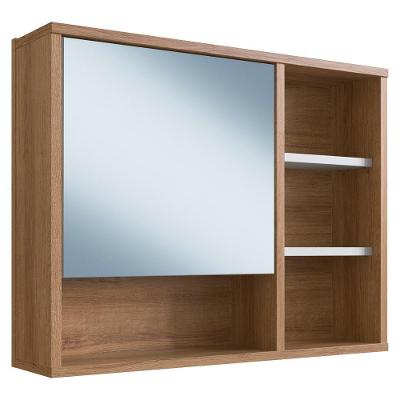 Armário Espelheira LVA06 1 Porta 3 Prateleiras MDP 60cm Branco Nova Mobile