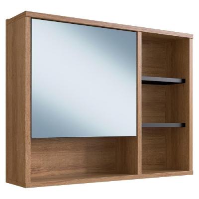 Armário Espelheira LVA06 1 Porta 3 Prateleiras MDP Fosco 60cm Preto Nova Mobile