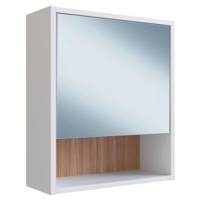 Armário Espelheira B85 1 Porta 2 Prateleiras MDP com Espelho 41,5cm Branco Nova Mobile