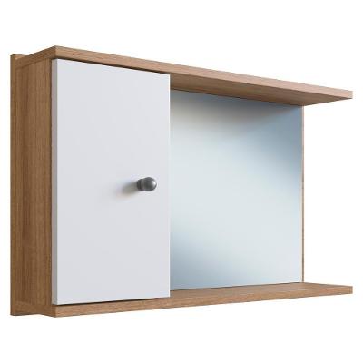 Armário Espelheira LVA05 1 Porta MDP Fosco com Espelho 60cm Marrom Nova Mobile