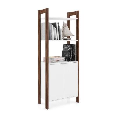 Armário Alto para Escritório Az1009 2 Portas MDP 65cm Branco Nogal Gran Belo