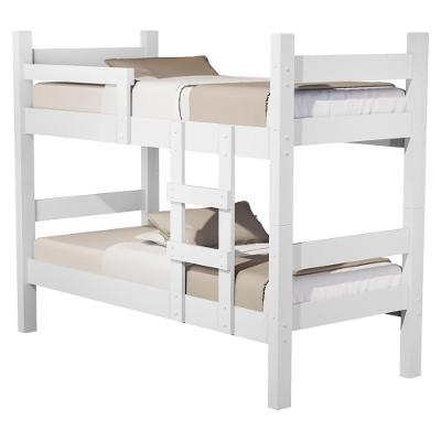 Beliche Solteiro Leticia em MDF Branco com Escada e Grades Milani Movelaria