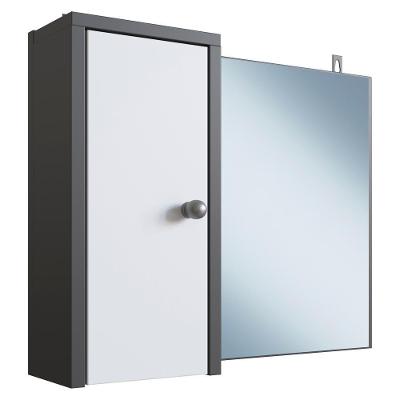 Armário para Banheiro LVA04 Espelheira 1 Porta MDP 50cm Grafite Branco Nova Mobile