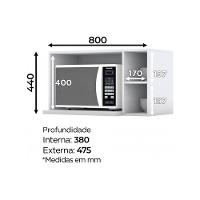 Armário de Cozinha Modulado  Americana p/ Micro-ondas Branco - Henn - 2