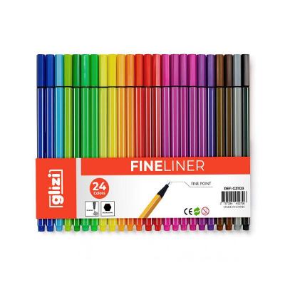 Caneta Ponta Fina OEM Glizi Fineliner 0,4mm Kit 24 Unidades Color