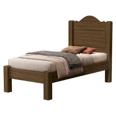 Cama de Solteiro Thalia em MDF Castanho com Design Moderno Milani Movelaria