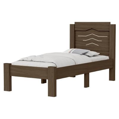 Cama de Solteiro Sofia 195x94cm Mdf Castanho Off White Milani Movelaria