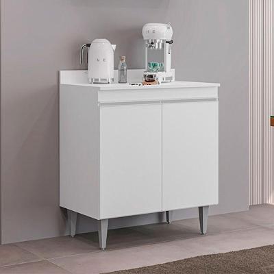 Conjunto Balcão de Cozinha com Tampo Papin G96 4 Portas MDP-BP 80cm Branco Gran Belo