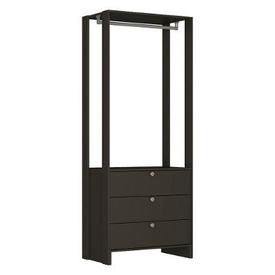 Closet Modulado EY102 3 Gavetas MDP 200x80cm Grafite Intenso Nova Mobile