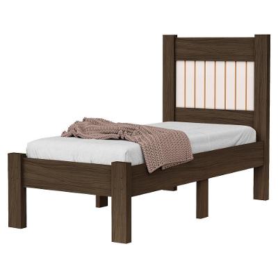 Cama de Solteiro Bela Mdf 199x95cm Chocolate Off Design Moderno Milani Movelaria