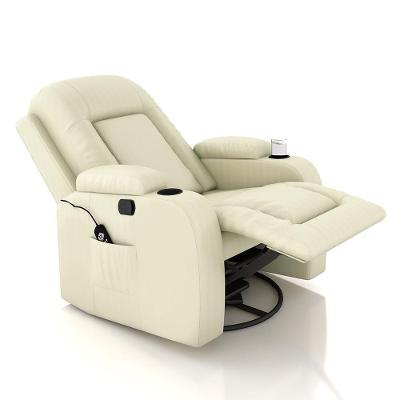 Cadeira Poltrona Reclinável Austin G31 com Massagem Aquecimento Pu Bege Gran Belo