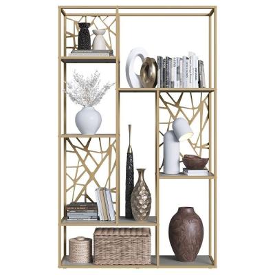 Estante Alta P1057 6 Prateleiras Aço e MDP 122cm Dourado Placa & Ponto