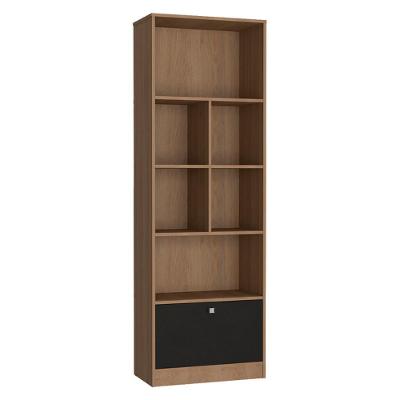 Estante Livreiro B37 Moderno 4 Prateleiras 4 Nichos MDP Fosco Mell Preto Nova Mobile