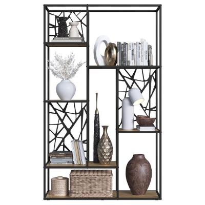Estante Alta P1057 6 Prateleiras 122cm Oak Preto Placa & Ponto